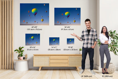 Aerial Ballet: Hot Air Balloons Grace the Skyline of Albuquerque Wall Art Balloon Fiesta Metal Canvas Print New Mexico Landscape