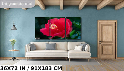 Floral Awakening: Red Hibiscus Flower About to Bloom Wall Art Metal Acrylic Print Flower Photography