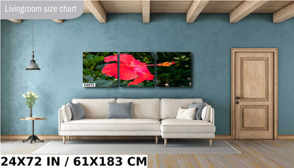 Hibiscus Hues: Radiant Charm of a Blooming Red Hibiscus Wall Art Nature Flower Metal Canvas Print
