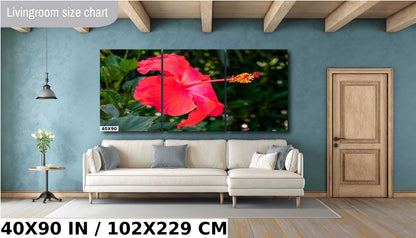 Hibiscus Hues: Radiant Charm of a Blooming Red Hibiscus Wall Art Nature Flower Metal Canvas Print