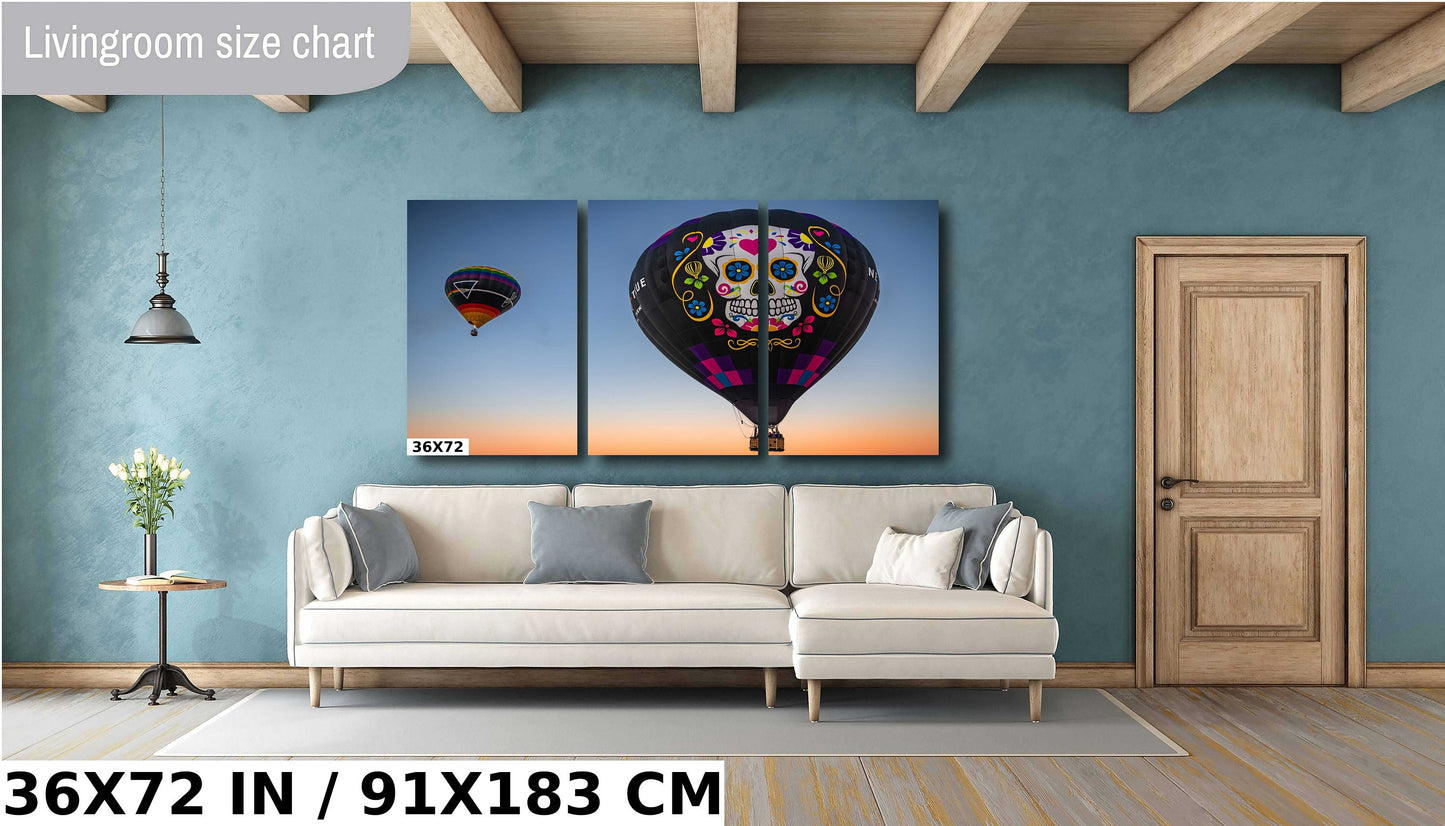 Sugar Skull Hot Air Balloon Fiesta Art Print: Albuquerque New MexicoPrint