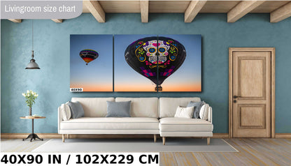 Sugar Skull Hot Air Balloon Fiesta Art Print: Albuquerque New MexicoPrint