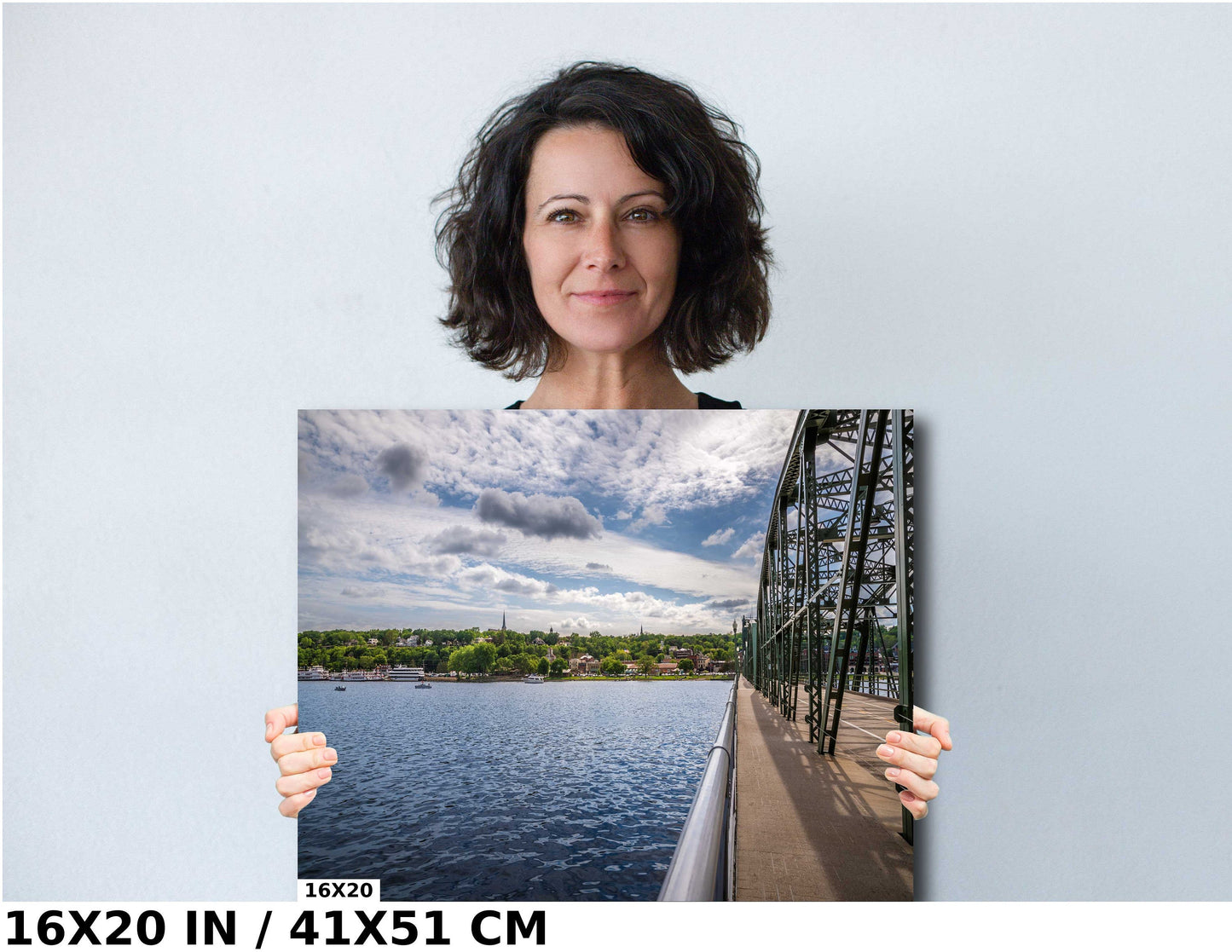 Looking Across the St. Croix River at Wisconsin: Stillwater Minnesota Historic Lift Bridge St. Croix Valley View Metal Canvas Print
