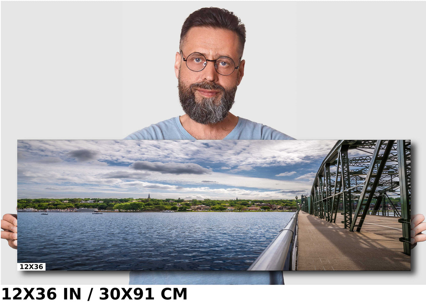 Looking Across the St. Croix River at Wisconsin: Stillwater Minnesota Historic Lift Bridge St. Croix Valley View Metal Canvas Print