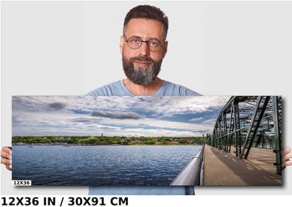 Looking Across the St. Croix River at Wisconsin: Stillwater Minnesota Historic Lift Bridge St. Croix Valley View Metal Canvas Print