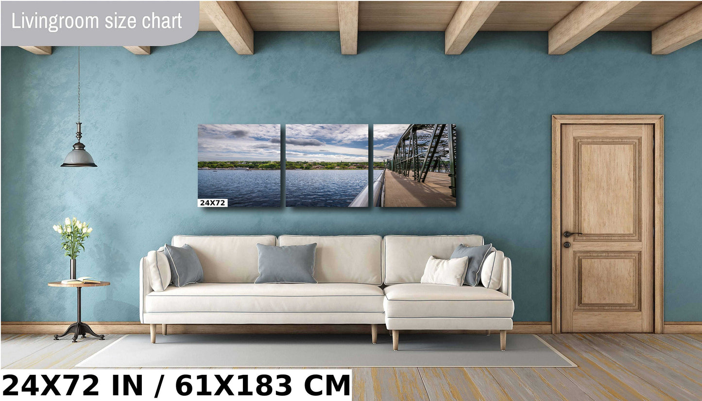 Looking Across the St. Croix River at Wisconsin: Stillwater Minnesota Historic Lift Bridge St. Croix Valley View Metal Canvas Print
