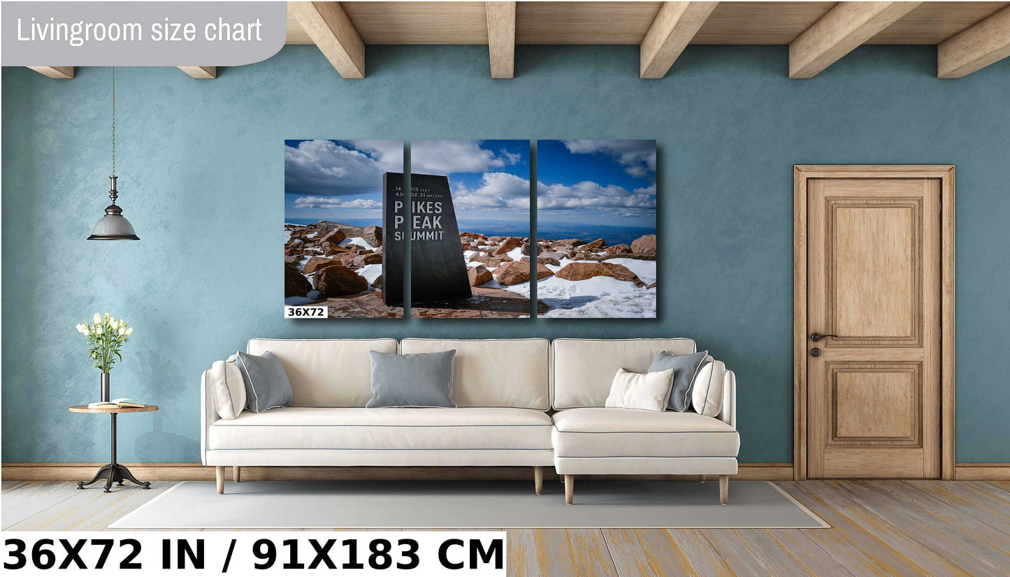 Summit Achievement: Reaching the Pikes Peak Summit Sign Metal Aluminum Print Wall Art Colorado Landscape