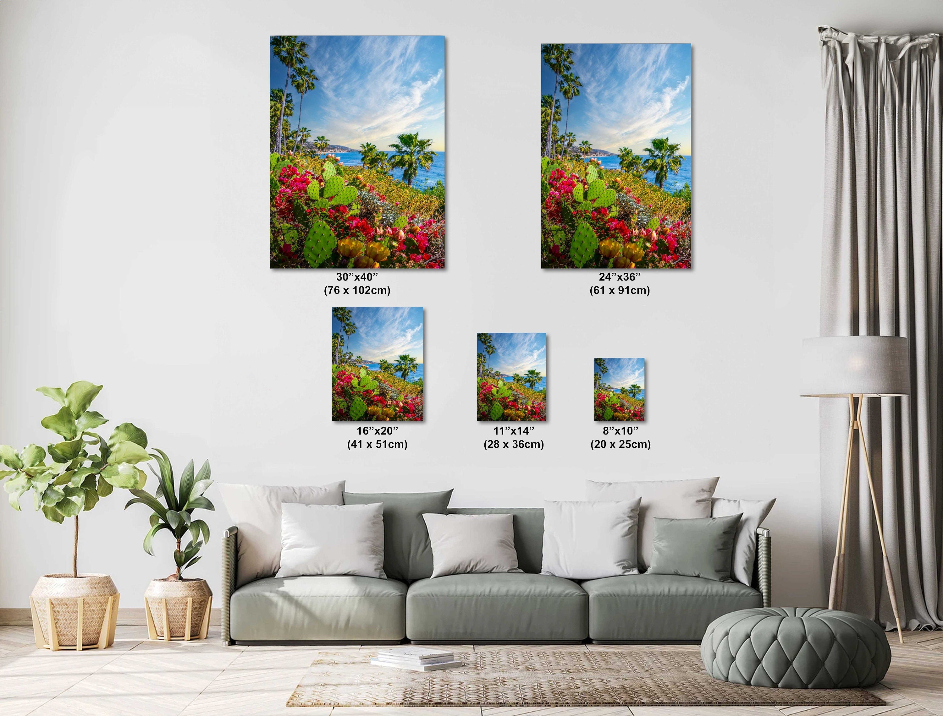 Laguna Beach Seascape Print: Barbary Fig Cactus, California Wall Art