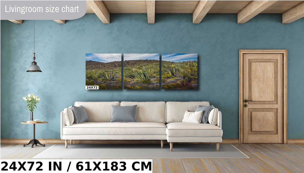 Desert Bouquet: Tiger Tailed Organ Pipe National Monument Cactus and Springtime Wildflowers Wall Art