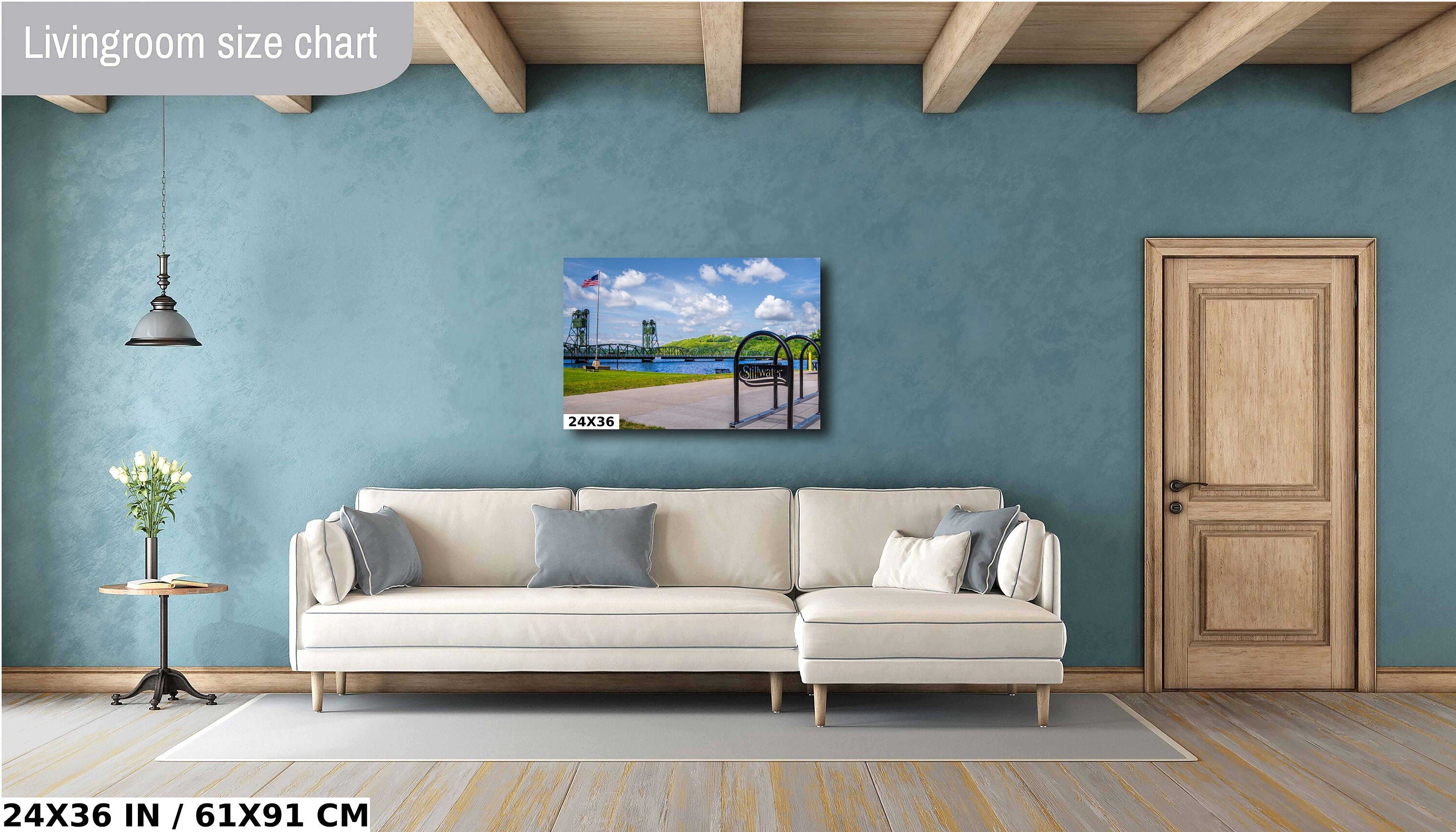Stillwater Lift Bridge US Flag: St Croix River, Minnesota Photography Wall Art