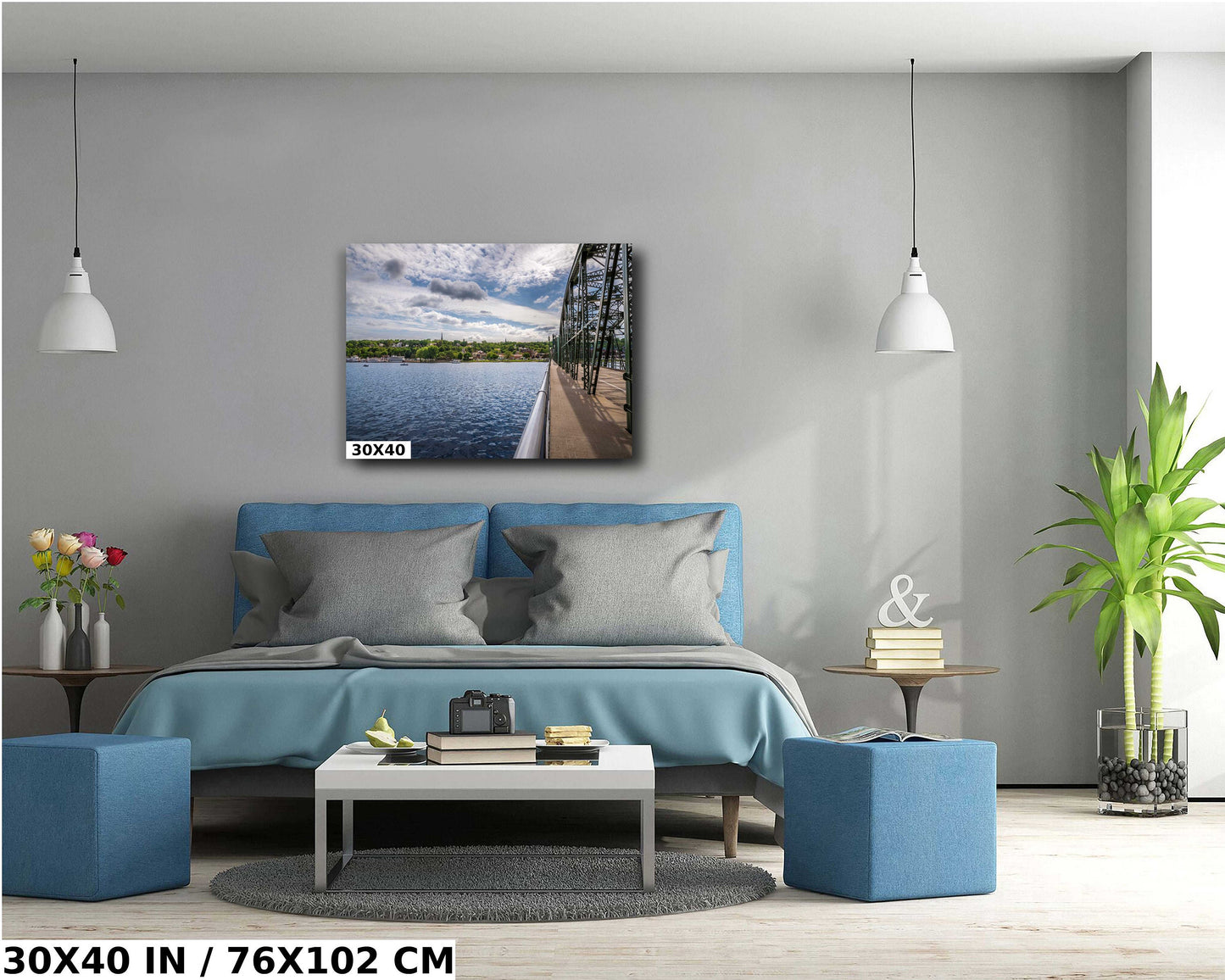 Looking Across the St. Croix River at Wisconsin: Stillwater Minnesota Historic Lift Bridge St. Croix Valley View Metal Canvas Print