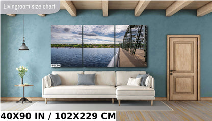 Looking Across the St. Croix River at Wisconsin: Stillwater Minnesota Historic Lift Bridge St. Croix Valley View Metal Canvas Print