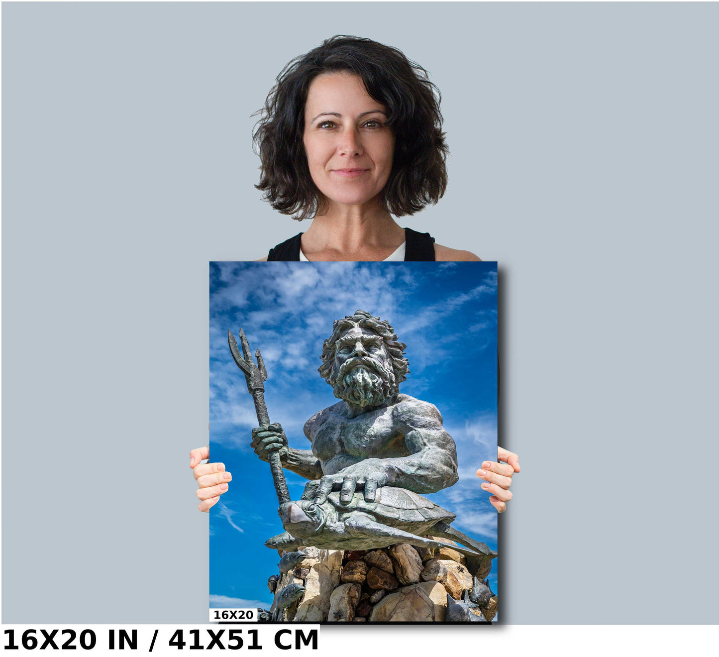 King Neptune Metal Print - Bronze Sea Statue | Virginia Beach Maritime Wall Art