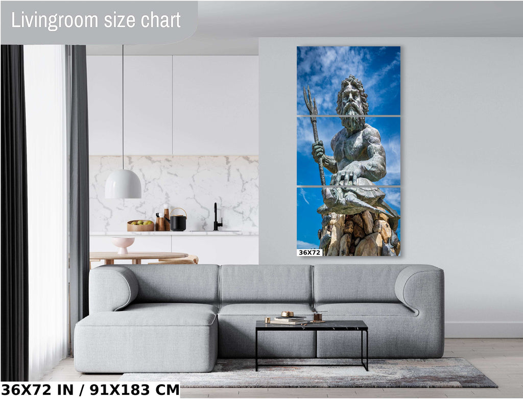 King Neptune Statue Print: Virginia Beach Maritime Wall Art