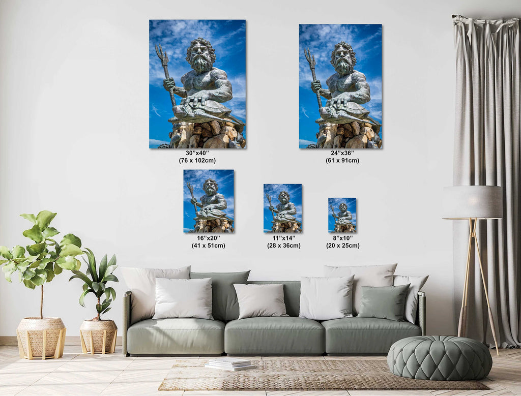 King Neptune Statue Print: Virginia Beach Maritime Wall Art