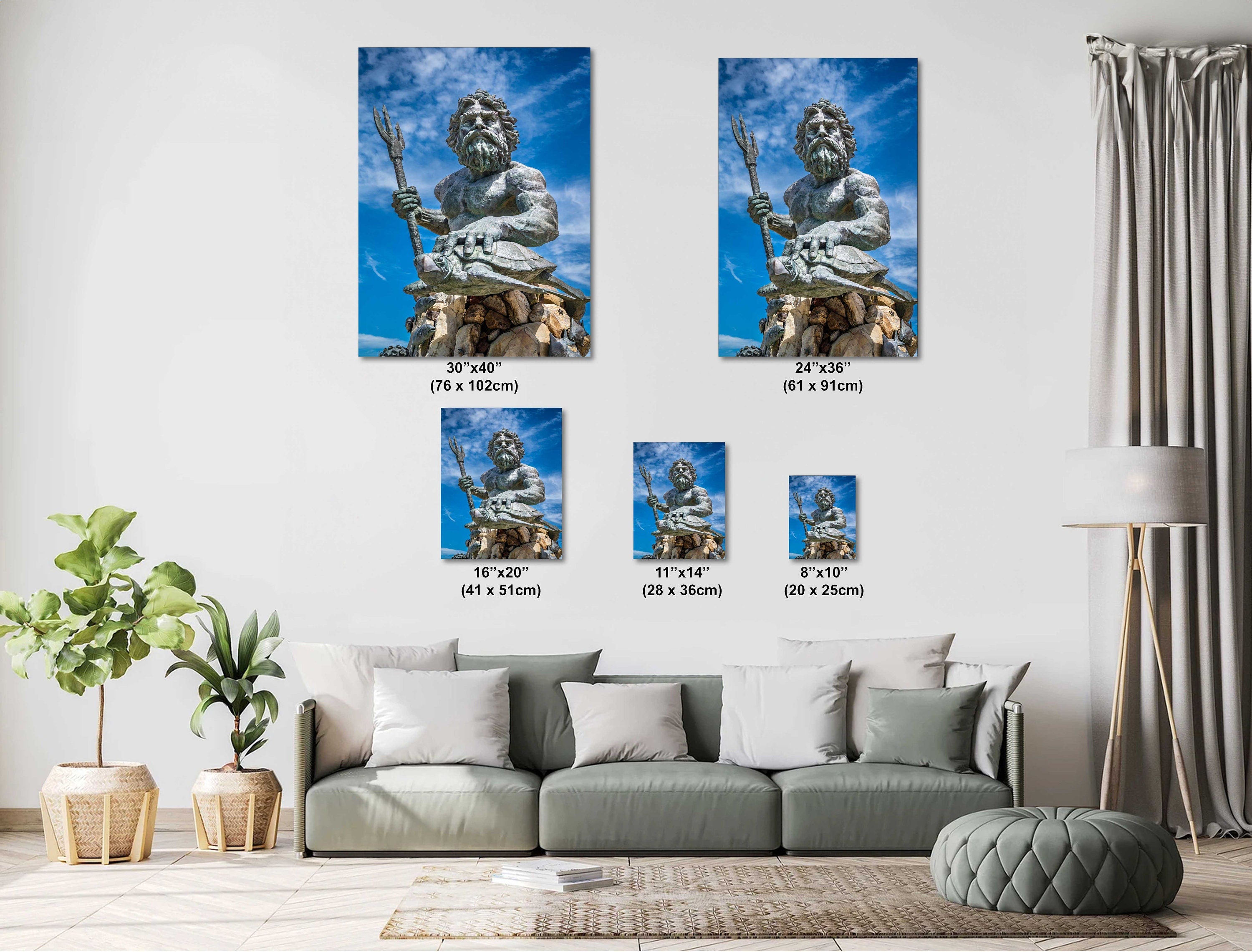 King Neptune Statue Print: Virginia Beach Maritime Wall Art