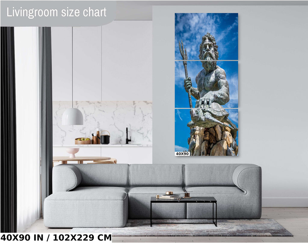 King Neptune Statue Print: Virginia Beach Maritime Wall Art
