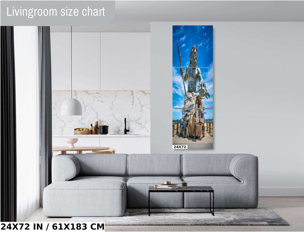 King Neptune Statue Print: Virginia Beach Maritime Wall Art