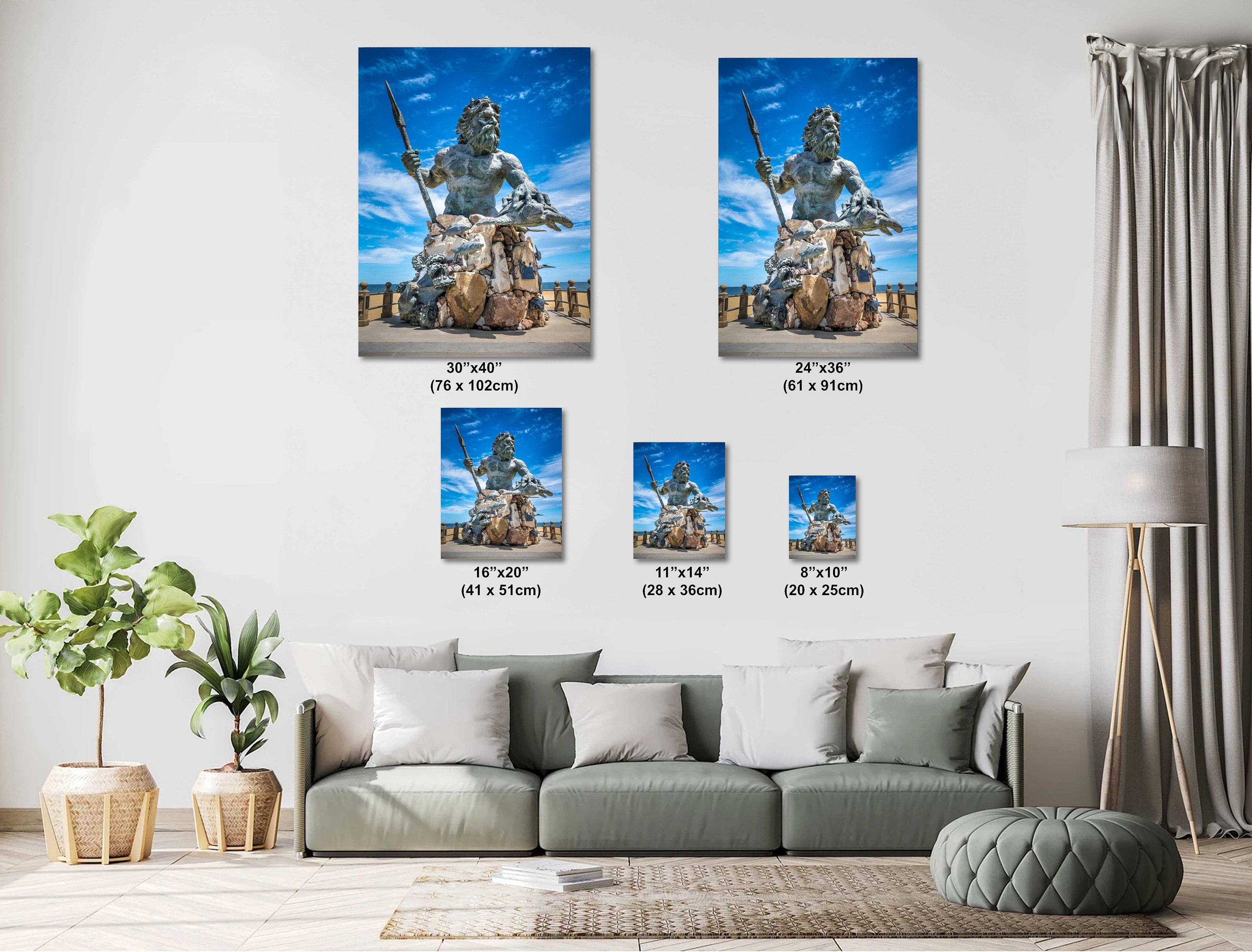 King Neptune Statue Print: Virginia Beach Maritime Wall Art