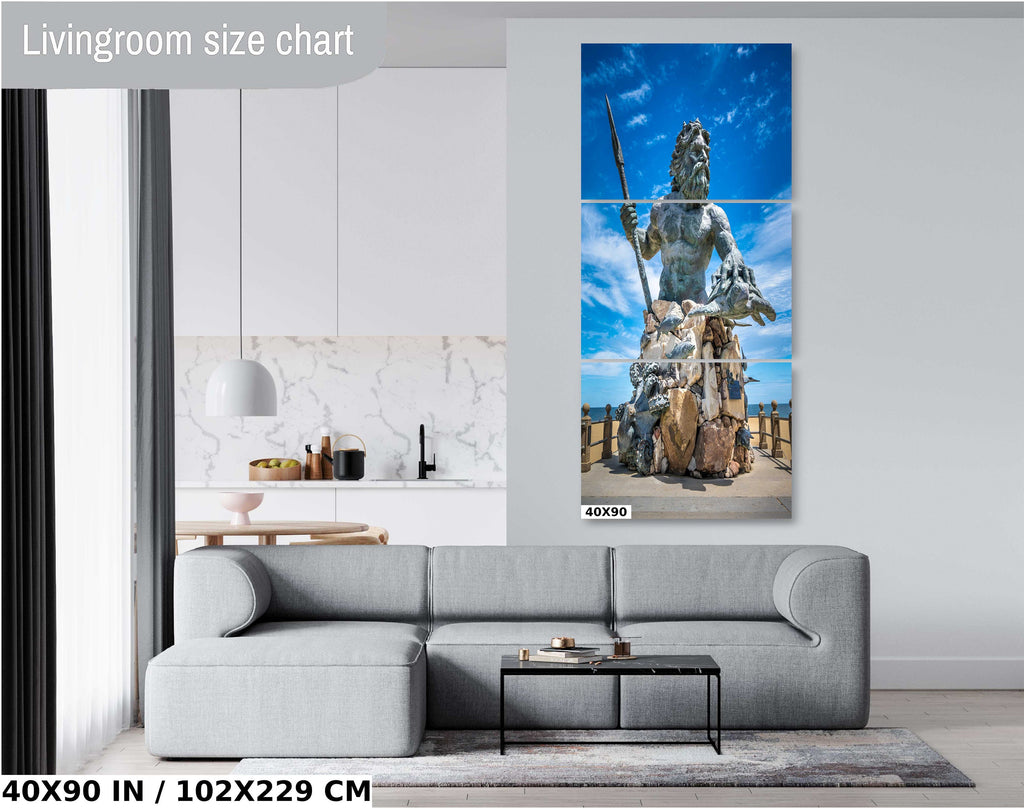 King Neptune Statue Print: Virginia Beach Maritime Wall Art
