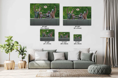 Green Bay’s Heart: Statue of Devoted Packers Fans Lambeau Field Metal Acrylic Print Wall Art Green Bay Wisconsin