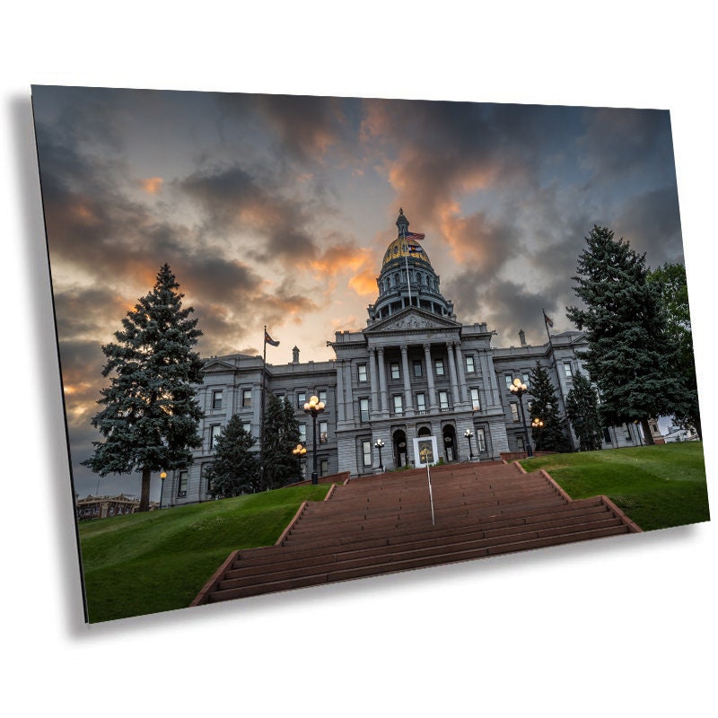 Denver Colorado State Capitol Print: Gloomy Sky Architecture Wall Art