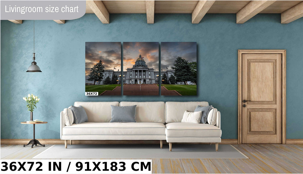 Denver Colorado State Capitol Print: Gloomy Sky Architecture Wall Art