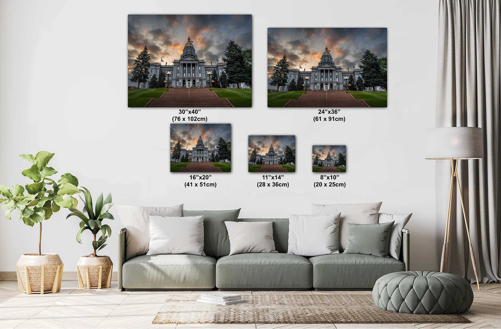 Denver Colorado State Capitol Print: Gloomy Sky Architecture Wall Art
