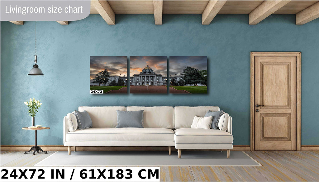 Denver Colorado State Capitol Print: Gloomy Sky Architecture Wall Art