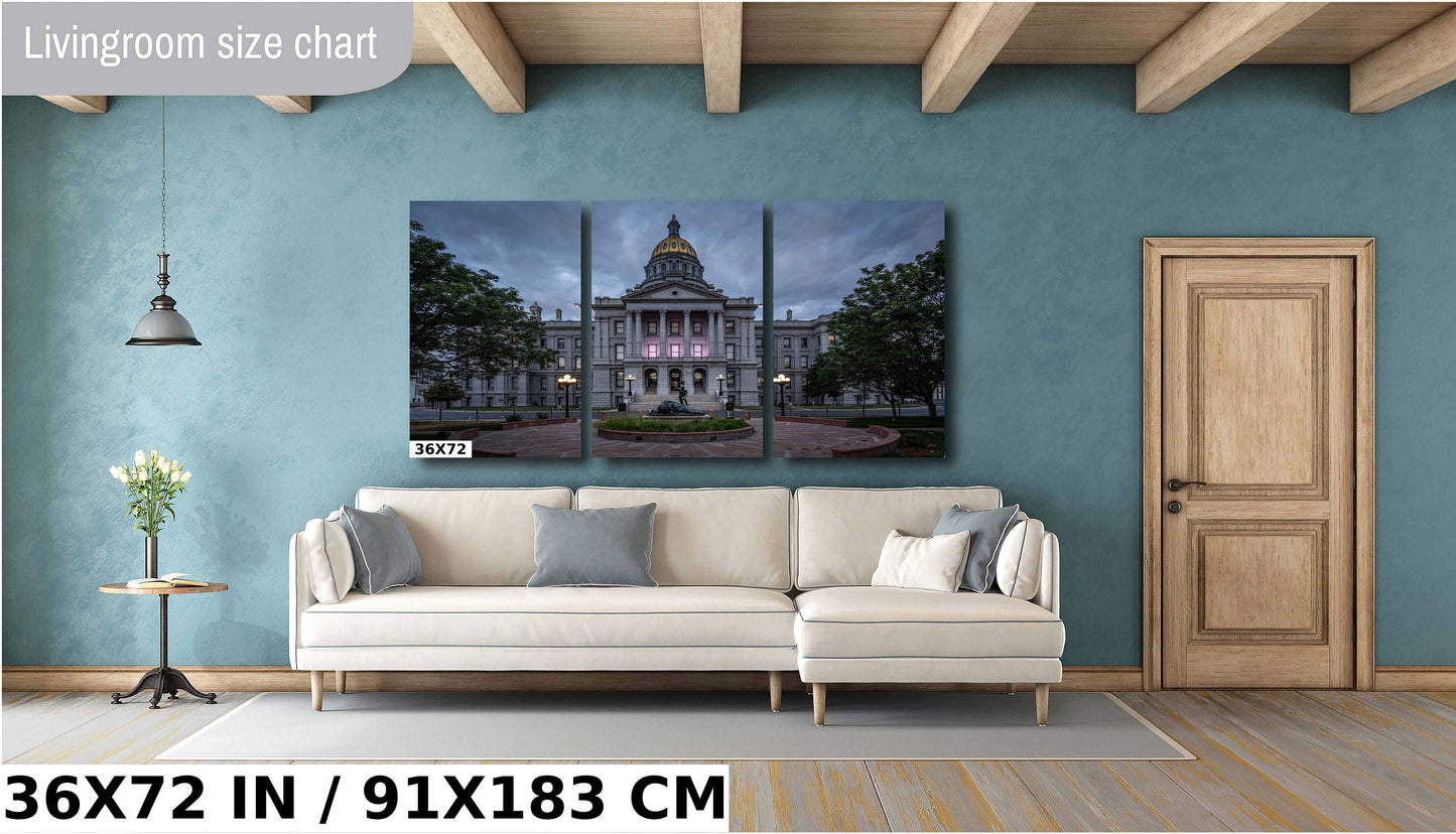 Colorado’s Glowing Capitol: John Howland's Monument Denver Colorado State Capitol's West Side Wall Art Metal Canvas Print
