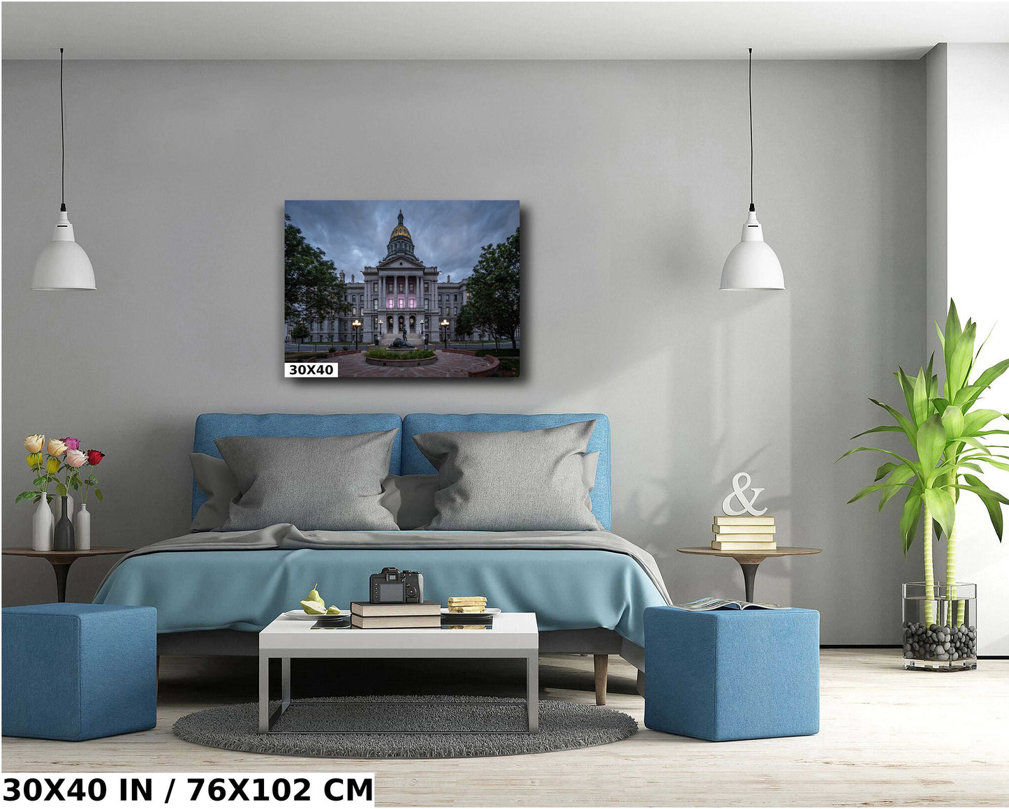 Colorado’s Glowing Capitol: John Howland's Monument Denver Colorado State Capitol's West Side Wall Art Metal Canvas Print