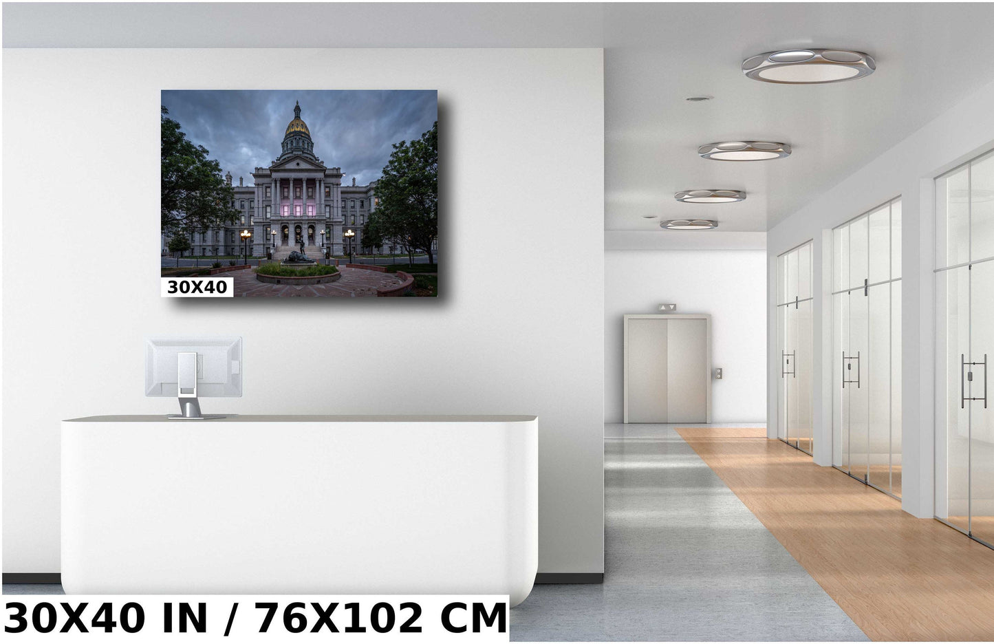 Colorado’s Glowing Capitol: John Howland's Monument Denver Colorado State Capitol's West Side Wall Art Metal Canvas Print