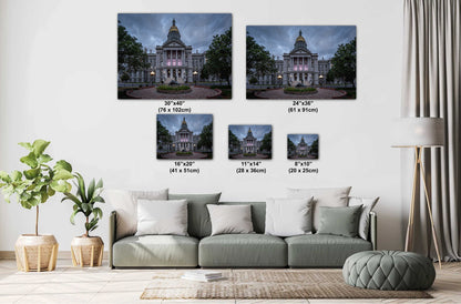 Colorado’s Glowing Capitol: John Howland's Monument Denver Colorado State Capitol's West Side Wall Art Metal Canvas Print