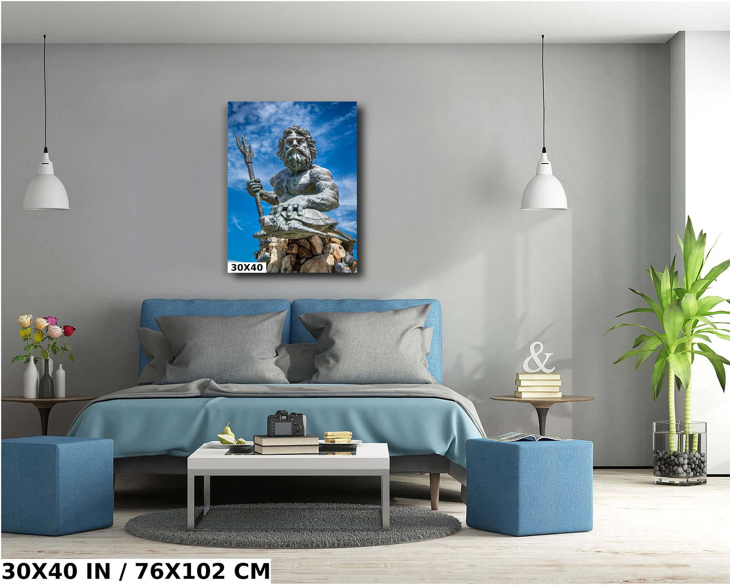 King Neptune Metal Print - Bronze Sea Statue | Virginia Beach Maritime Wall Art