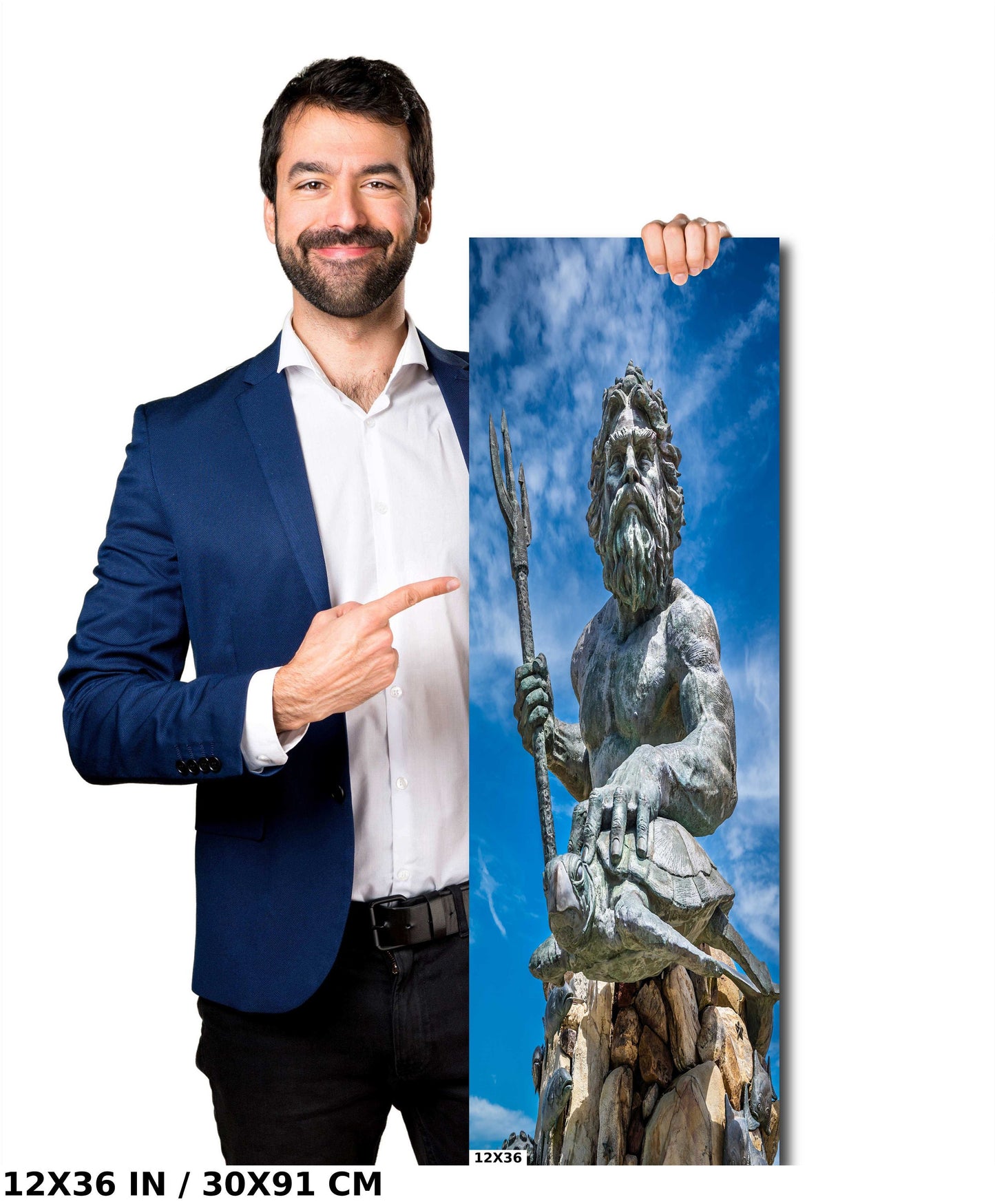 King Neptune Metal Print - Bronze Sea Statue | Virginia Beach Maritime Wall Art