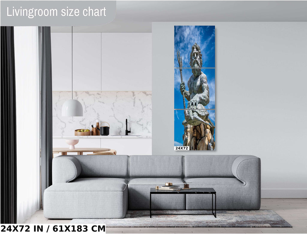 King Neptune Statue Print: Virginia Beach Maritime Wall Art