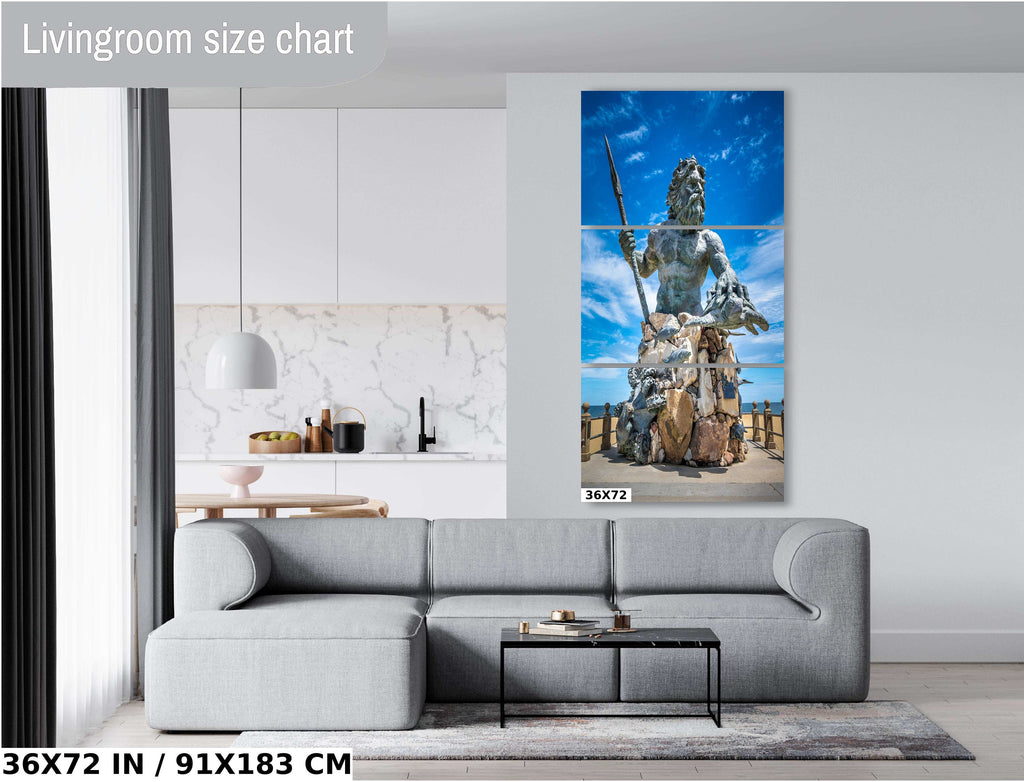 King Neptune Statue Print: Virginia Beach Maritime Wall Art