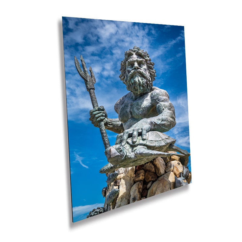 King Neptune Metal Print - Bronze Sea Statue | Virginia Beach Maritime Wall Art