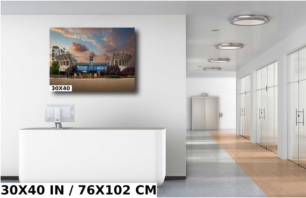 Boise State Broncos Wall Art Print: Albertsons Stadium at Dusk