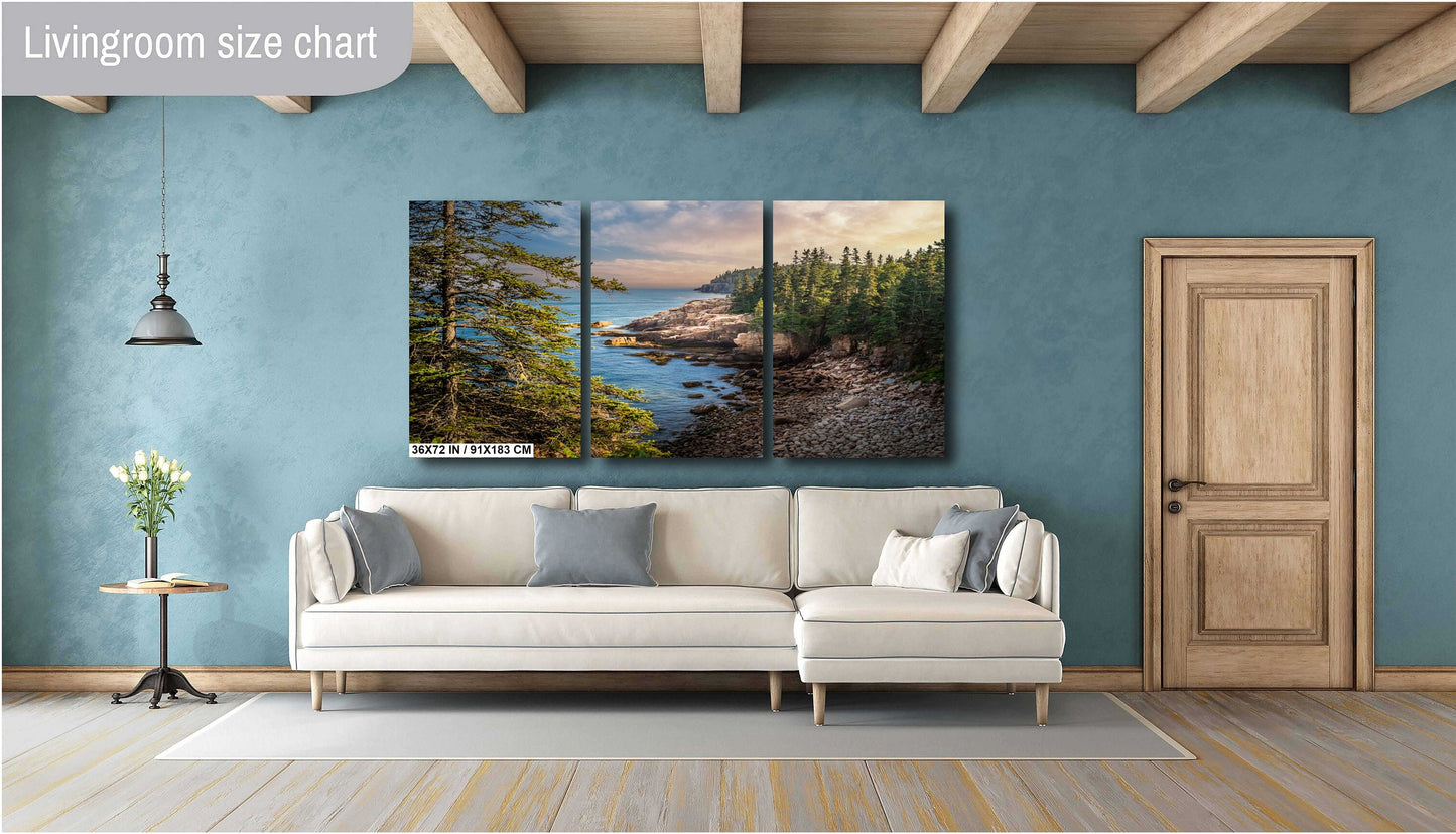 Acadia National Park Wall Art - Green Trees Framing Monument Cove Lake Landscape Photography