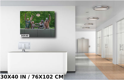 Green Bay’s Heart: Statue of Devoted Packers Fans Lambeau Field Metal Acrylic Print Wall Art Green Bay Wisconsin