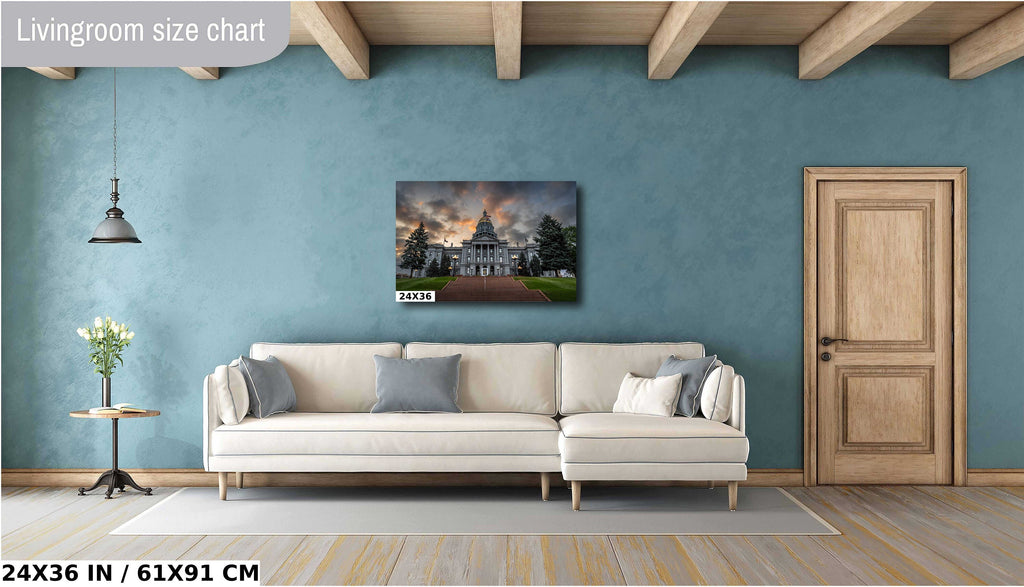 Denver Colorado State Capitol Print: Gloomy Sky Architecture Wall Art
