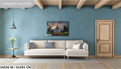 Colorado Capitol Clouds: Denver Colorado State Capitol in a Gloomy Light Architecture Wall Art Metal Canvas Print