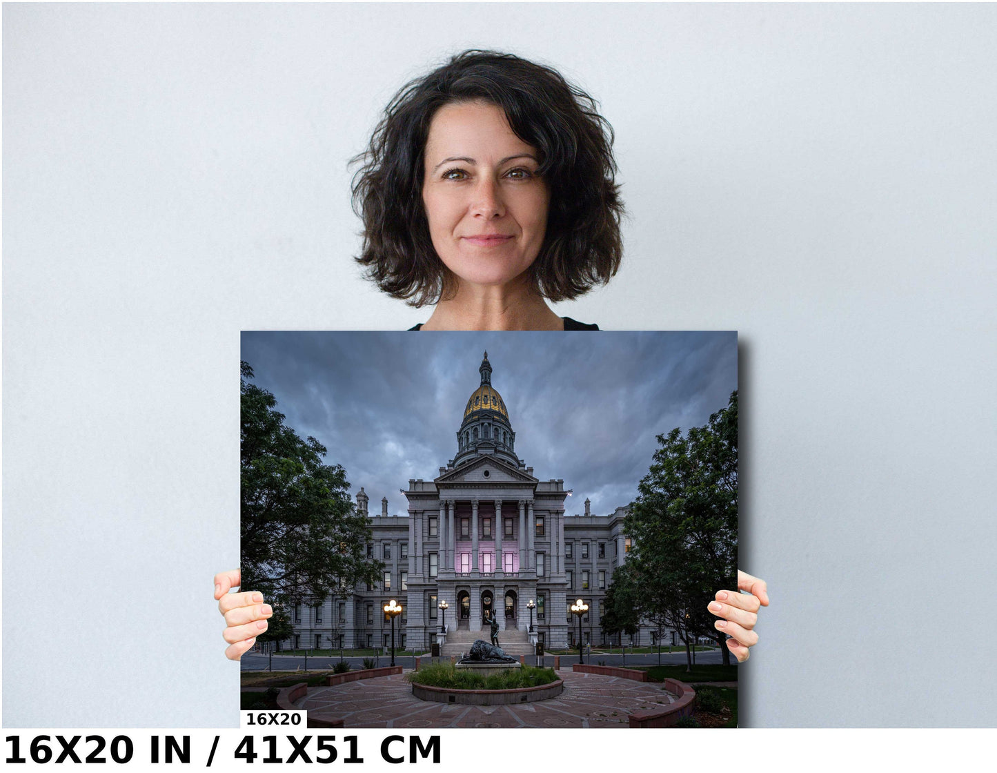 Colorado’s Glowing Capitol: John Howland's Monument Denver Colorado State Capitol's West Side Wall Art Metal Canvas Print