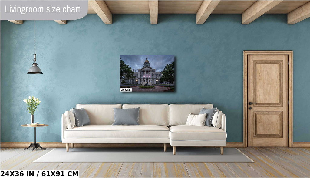 Colorado’s Glowing Capitol: John Howland's Monument Denver Colorado State Capitol's West Side Wall Art Metal Canvas Print