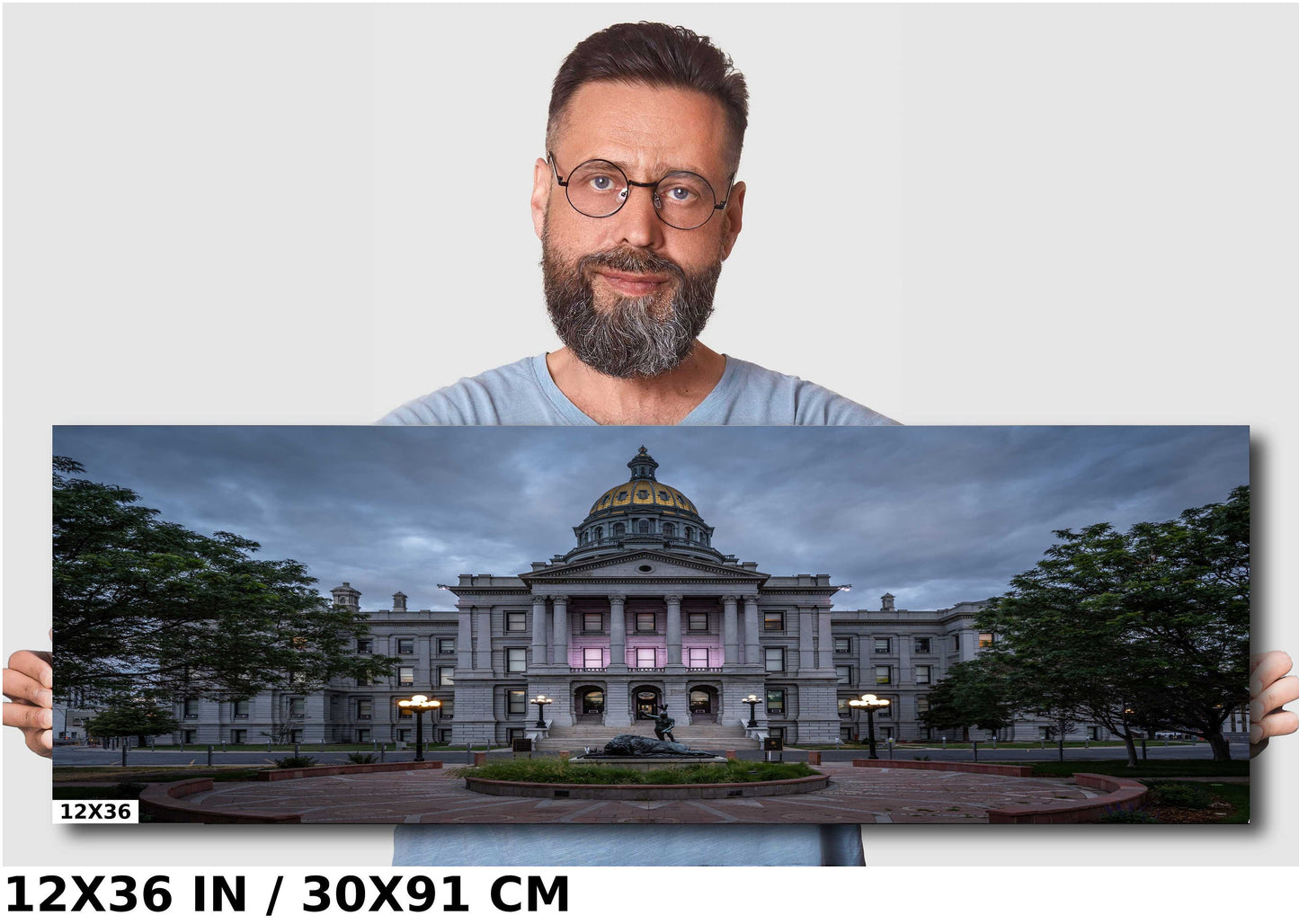 Colorado’s Glowing Capitol: John Howland's Monument Denver Colorado State Capitol's West Side Wall Art Metal Canvas Print