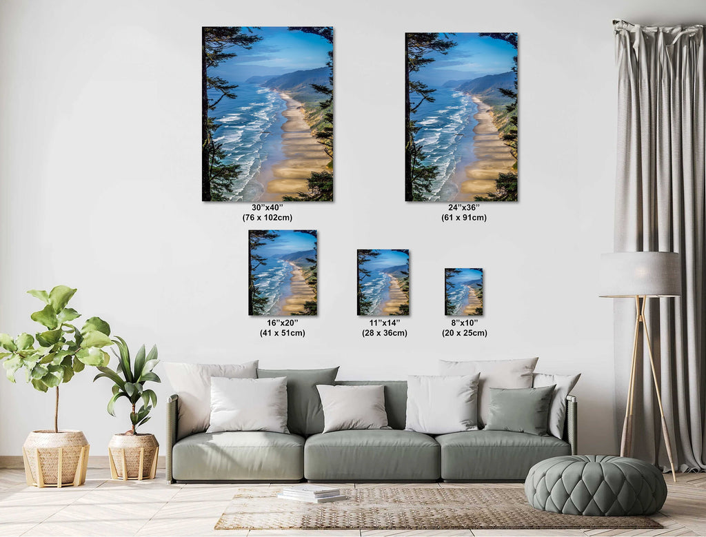 Oregon Shoreline Serenity: Hobbit Beach from Forest Canopy Wall Art Print Florence Photography
