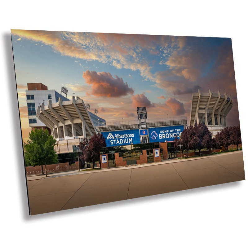 Boise State Broncos Wall Art Print: Albertsons Stadium at Dusk