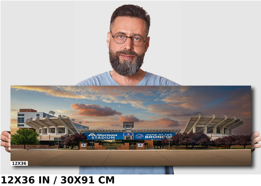 Boise State Broncos Wall Art Print: Albertsons Stadium at Dusk