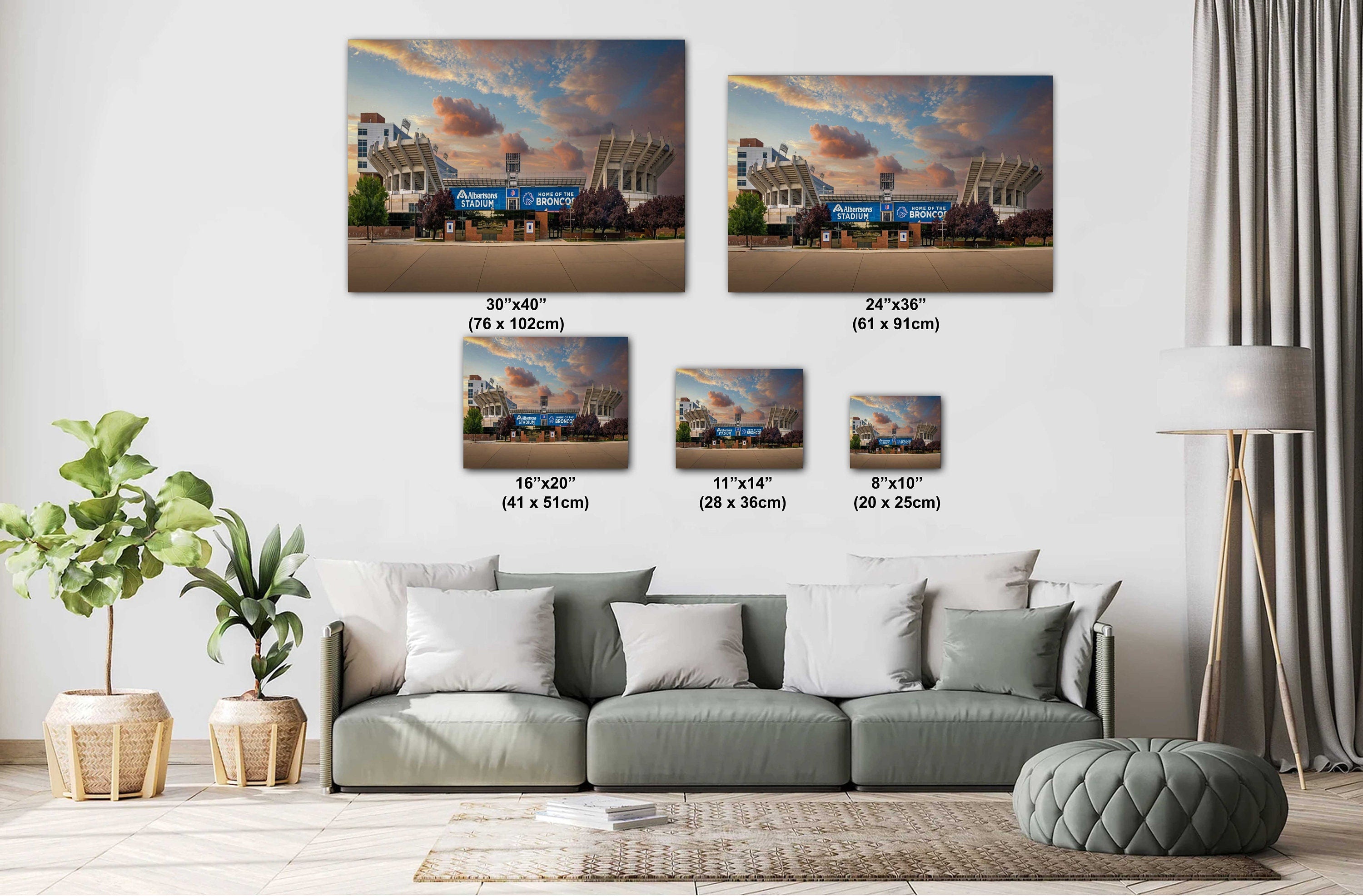 Boise State Broncos Wall Art Print: Albertsons Stadium at Dusk
